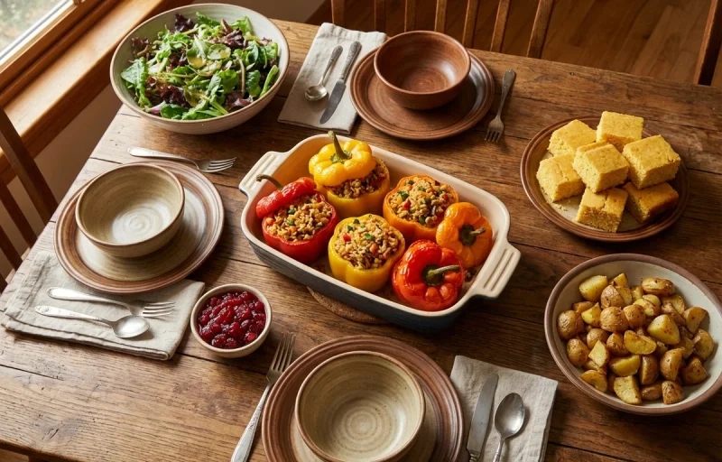 Vegetable and Rice Stuffed Peppers